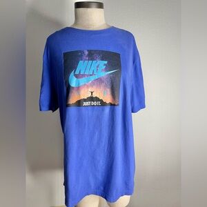Nike “Just Do It” Blue Graphic Tee | Size L | Galaxy Print Air Shirt